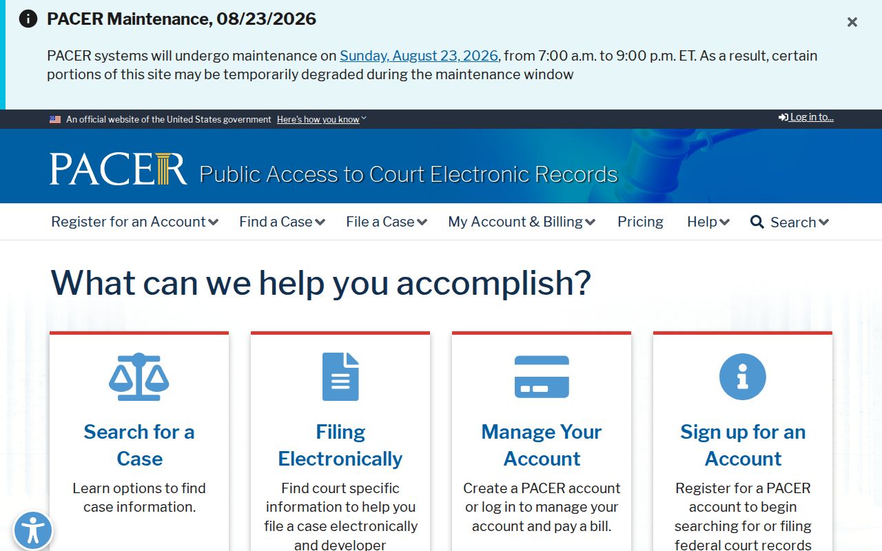 PACER federal court records system