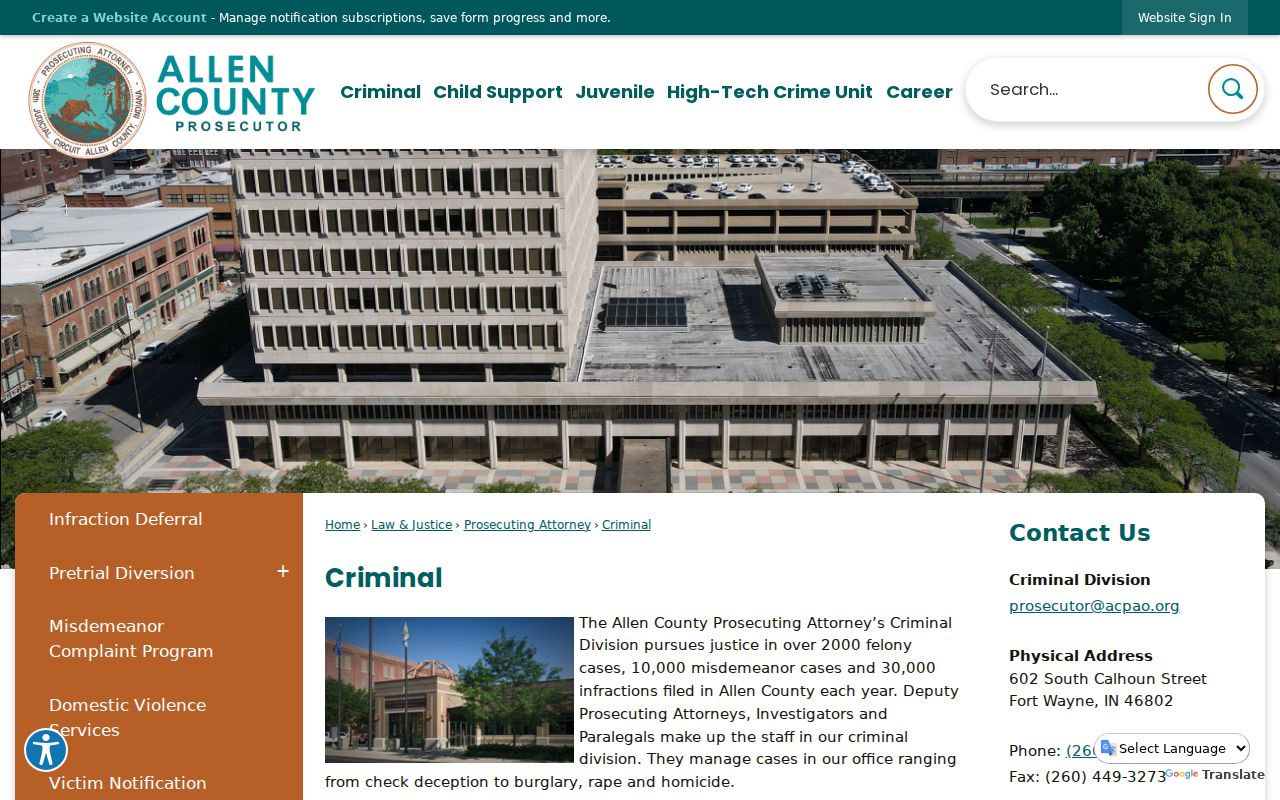 Allen County criminal division official page