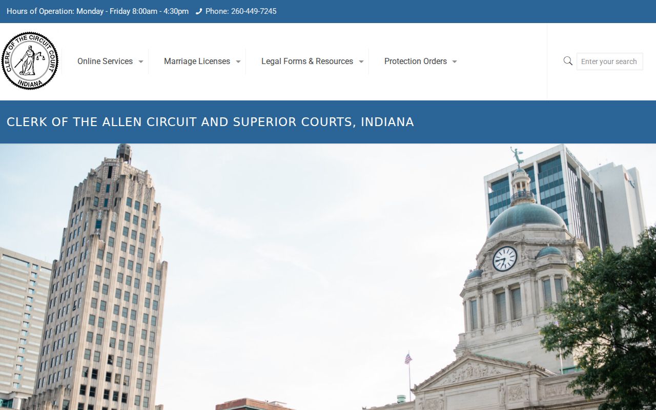 Fort Wayne court records at the Allen County Clerk