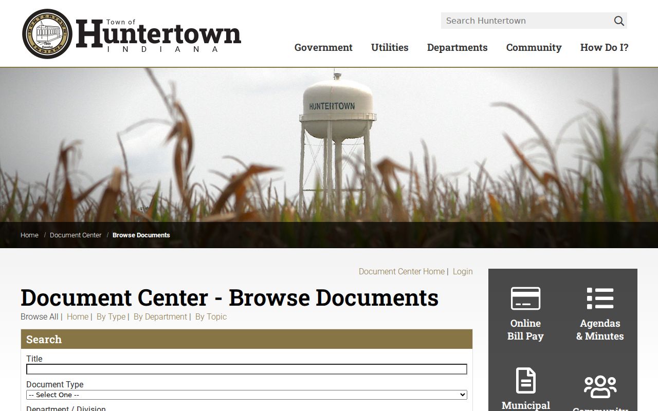 Huntertown court records distinction from town document center