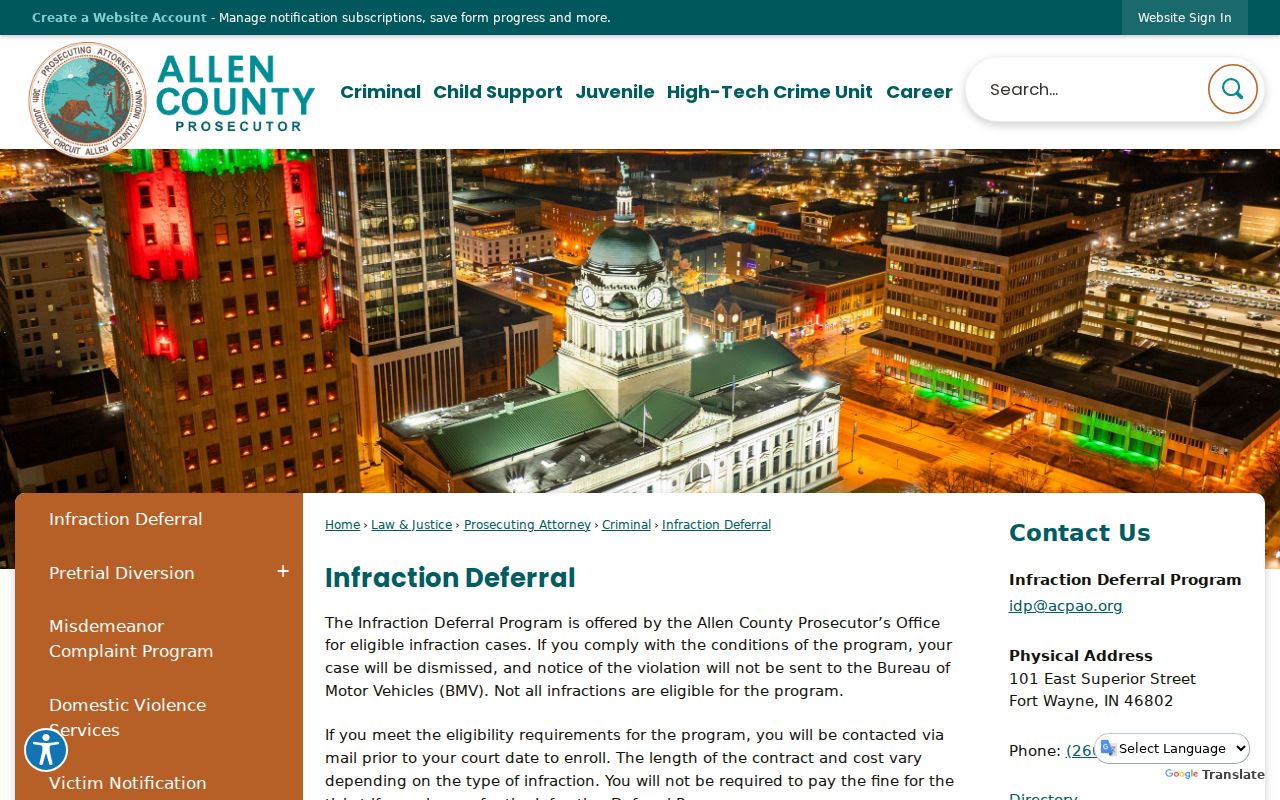 New Haven traffic court records and Allen County deferral information